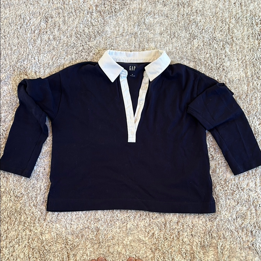 GAP Blue and White Jersey Knit Top